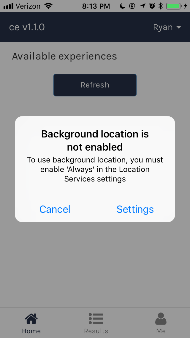 Allow access to your background location